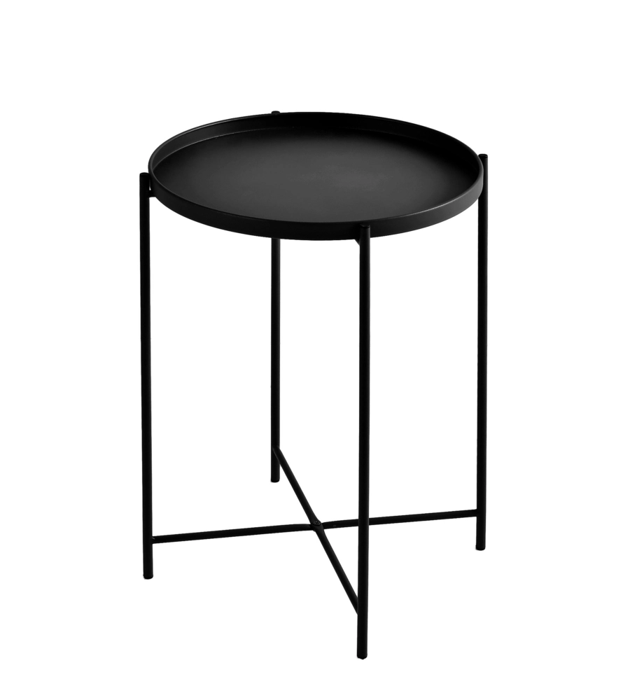 TAVOLINO SALOTTO "FROSTY" IN METALLO NERO, Ø38 CM