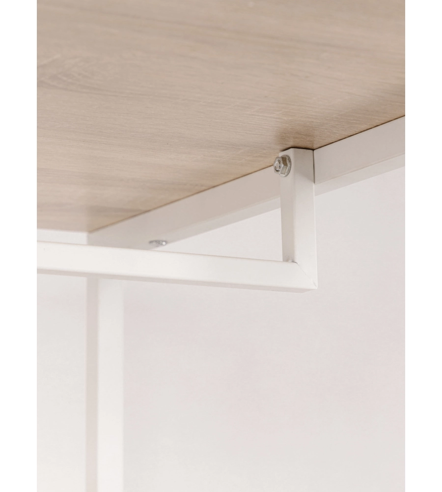 MOBILE LAVATRICE "JANET" BIANCO E LEGNO, 100X60X177 CM
