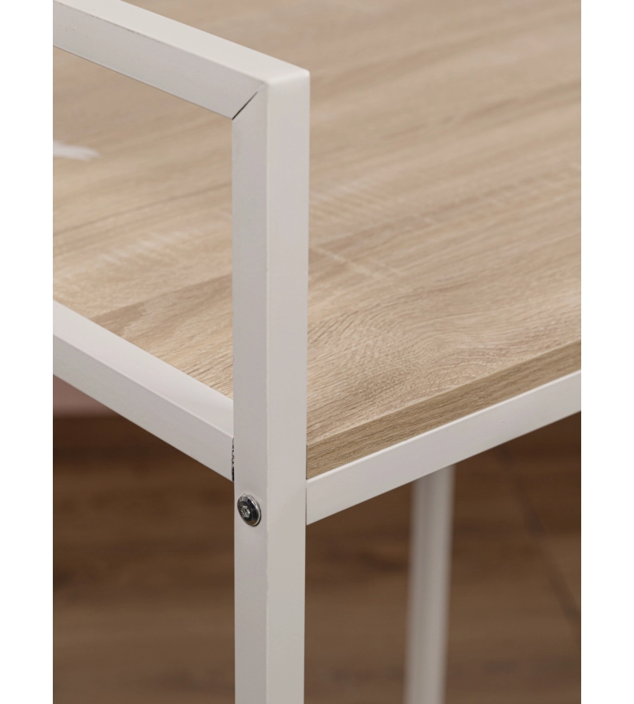 MOBILE LAVATRICE "JANET" BIANCO E LEGNO, 68X60X107 CM