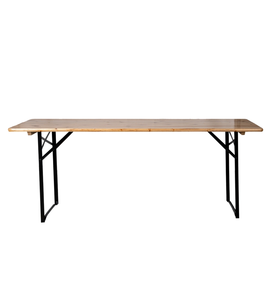 SET BIRRERIA DA GIARDINO PIEGHEVOLE EUROGARDEN IN LEGNO E METALLO DUE PANCHE CON SCHIENALE E TAVOLO 200X70 CM