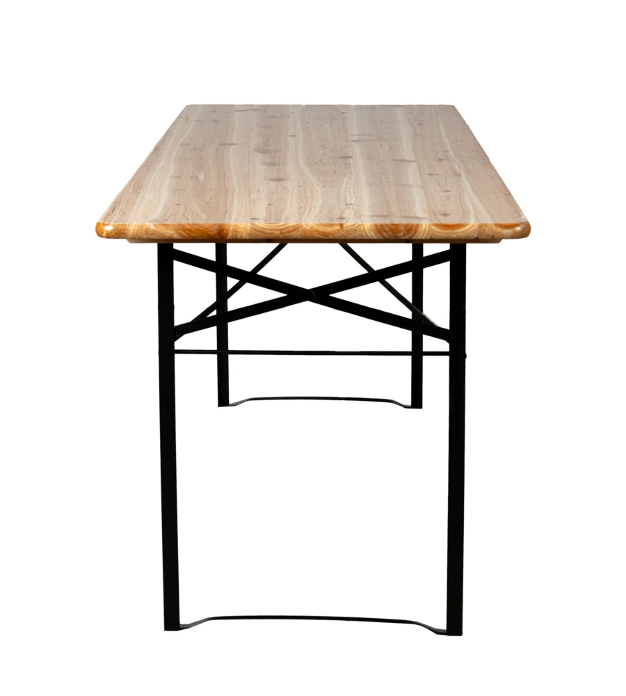 SET BIRRERIA DA GIARDINO PIEGHEVOLE EUROGARDEN IN LEGNO E METALLO DUE PANCHE CON SCHIENALE E TAVOLO 200X70 CM