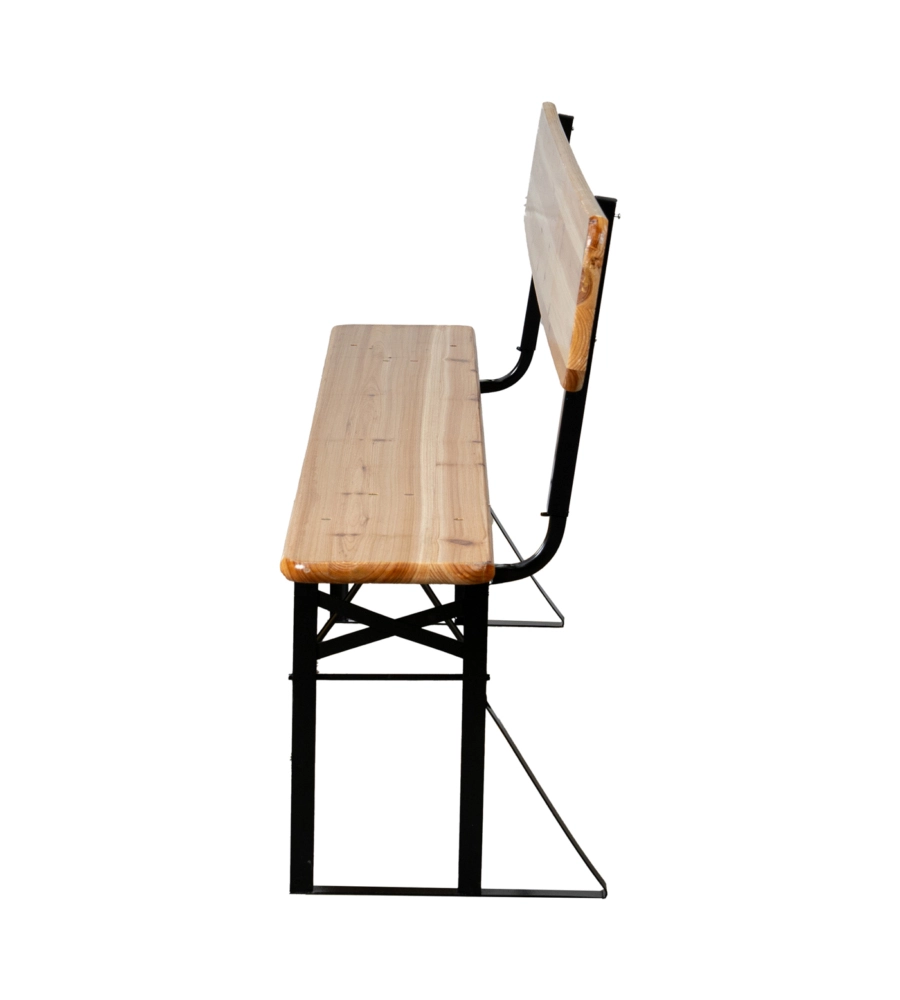 SET BIRRERIA DA GIARDINO PIEGHEVOLE EUROGARDEN IN LEGNO E METALLO DUE PANCHE CON SCHIENALE E TAVOLO 200X70 CM