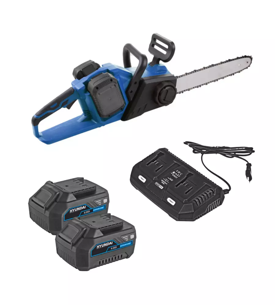 MOTOSEGA A BATTERIA HYUNDAI "25300" BARRA OREGON 35 CM 2 BATTERIE 20V 4AH E CARICABATTERIE - COD. 25300, 25010, 25040