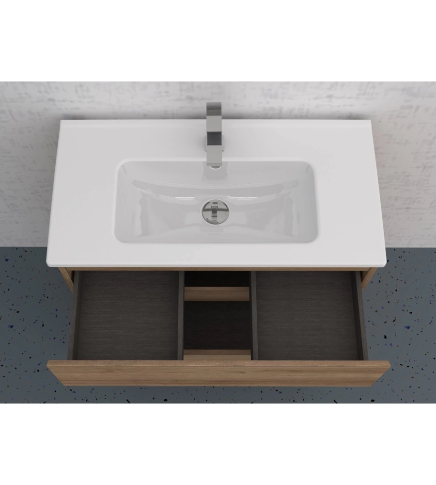 MOBILE BAGNO DA TERRA "LEONARDO" 3 CASSETTI ROVERE, 78X39,5X85 CM