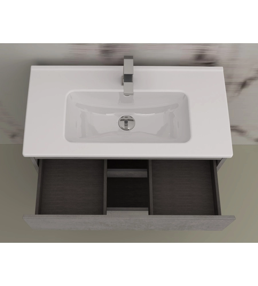 MOBILE BAGNO DA TERRA "LEONARDO" 3 CASSETTI CEMENTO, 78X39,5X85 CM