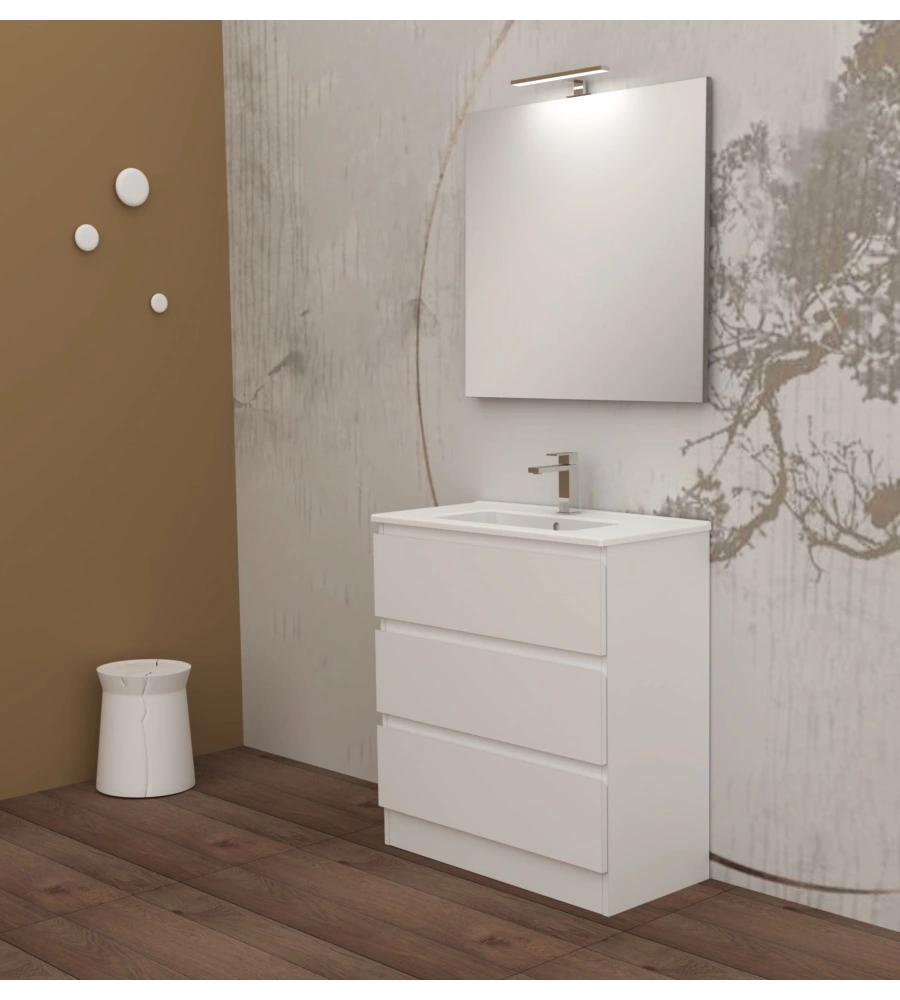 MOBILE BAGNO DA TERRA "LEONARDO" 3 CASSETTI BIANCO, 78X39,5X85 CM