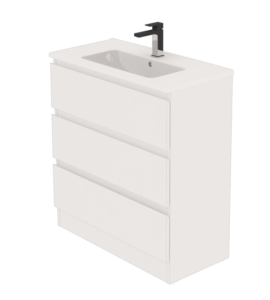 MOBILE BAGNO DA TERRA "LEONARDO" 3 CASSETTI BIANCO, 78X39,5X85 CM