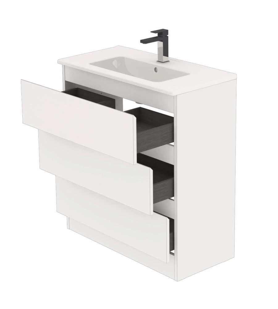 MOBILE BAGNO DA TERRA "LEONARDO" 3 CASSETTI BIANCO, 78X39,5X85 CM