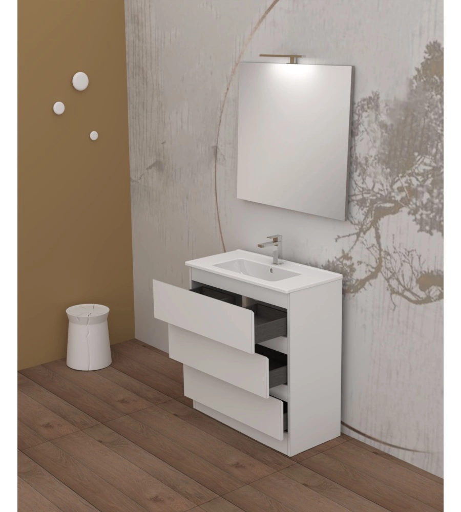 MOBILE BAGNO DA TERRA "LEONARDO" 3 CASSETTI BIANCO, 78X39,5X85 CM