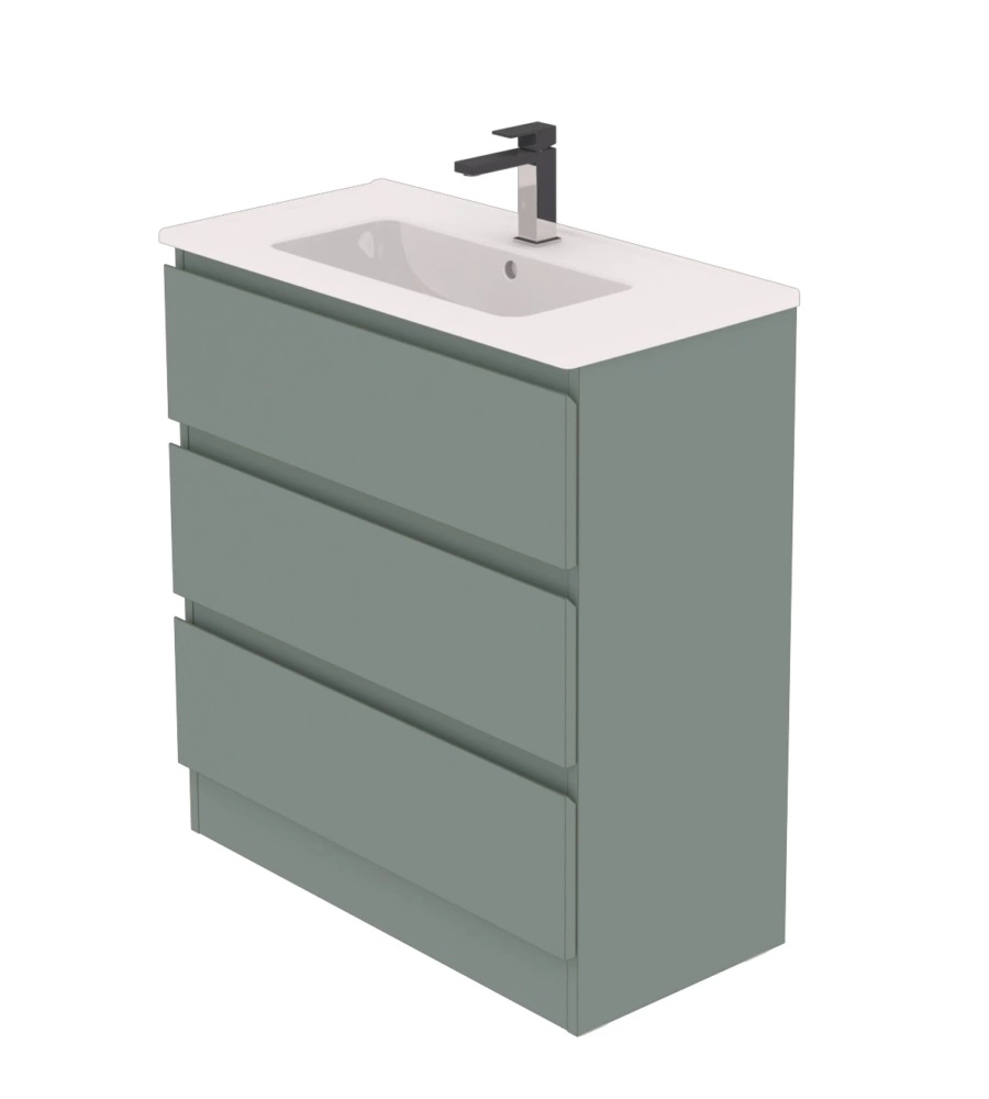 MOBILE BAGNO DA TERRA "LEONARDO" 3 CASSETTI VERDE SALVIA, 78X39,5X85 CM
