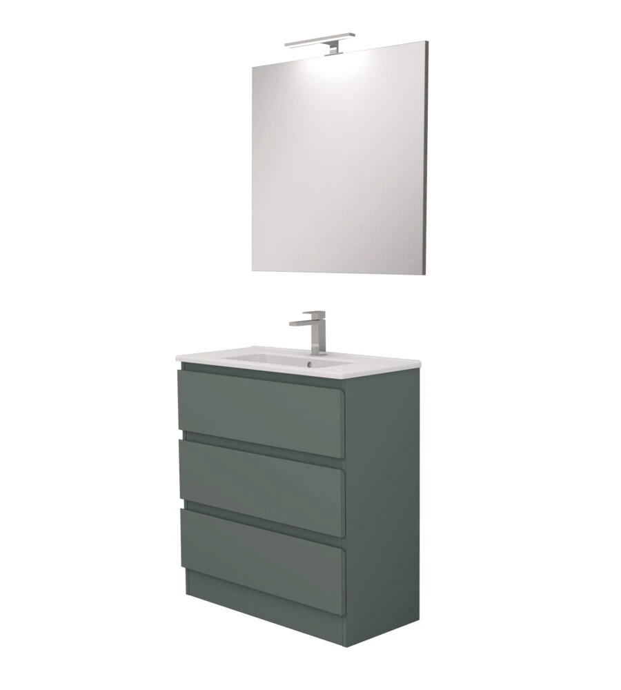 MOBILE BAGNO DA TERRA "LEONARDO" 3 CASSETTI VERDE SALVIA, 78X39,5X85 CM