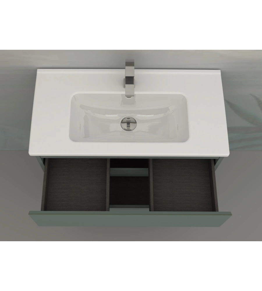 MOBILE BAGNO DA TERRA "LEONARDO" 3 CASSETTI VERDE SALVIA, 78X39,5X85 CM