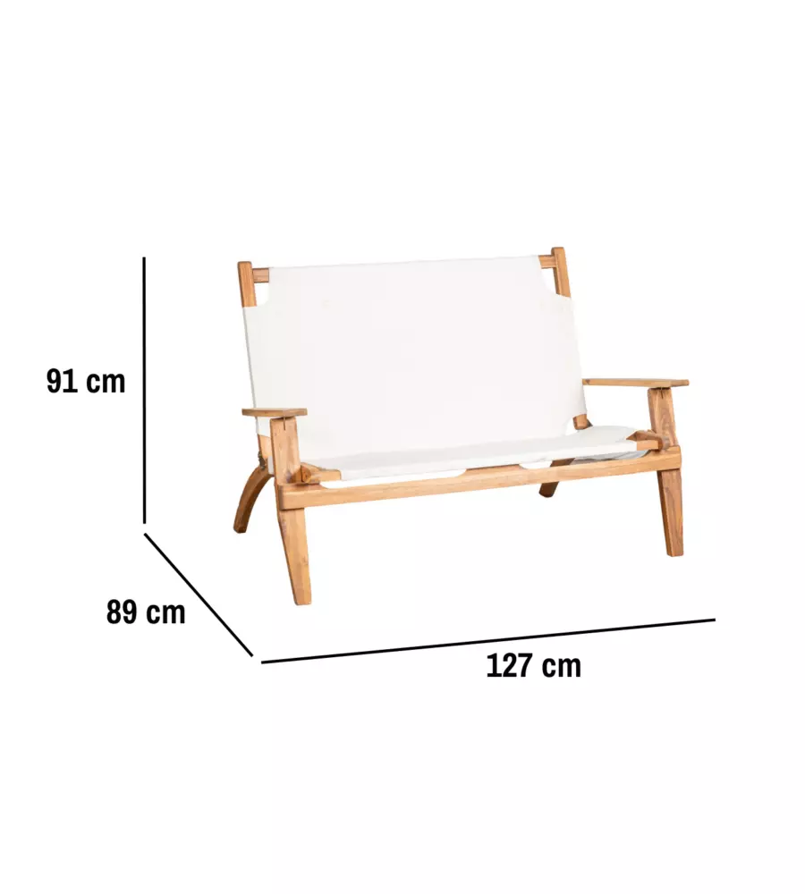 SET DA ESTERNO PIEGHEVOLE EUROGARDEN "PRIMAVERA" IN LEGNO DI ACACIA E POLIESTERE ECRÙ 4 SEDUTE E TAVOLINO