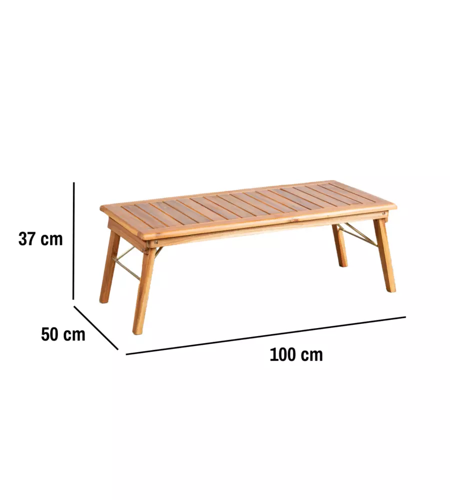 SET DA ESTERNO PIEGHEVOLE EUROGARDEN "PRIMAVERA" IN LEGNO DI ACACIA E POLIESTERE ECRÙ 4 SEDUTE E TAVOLINO