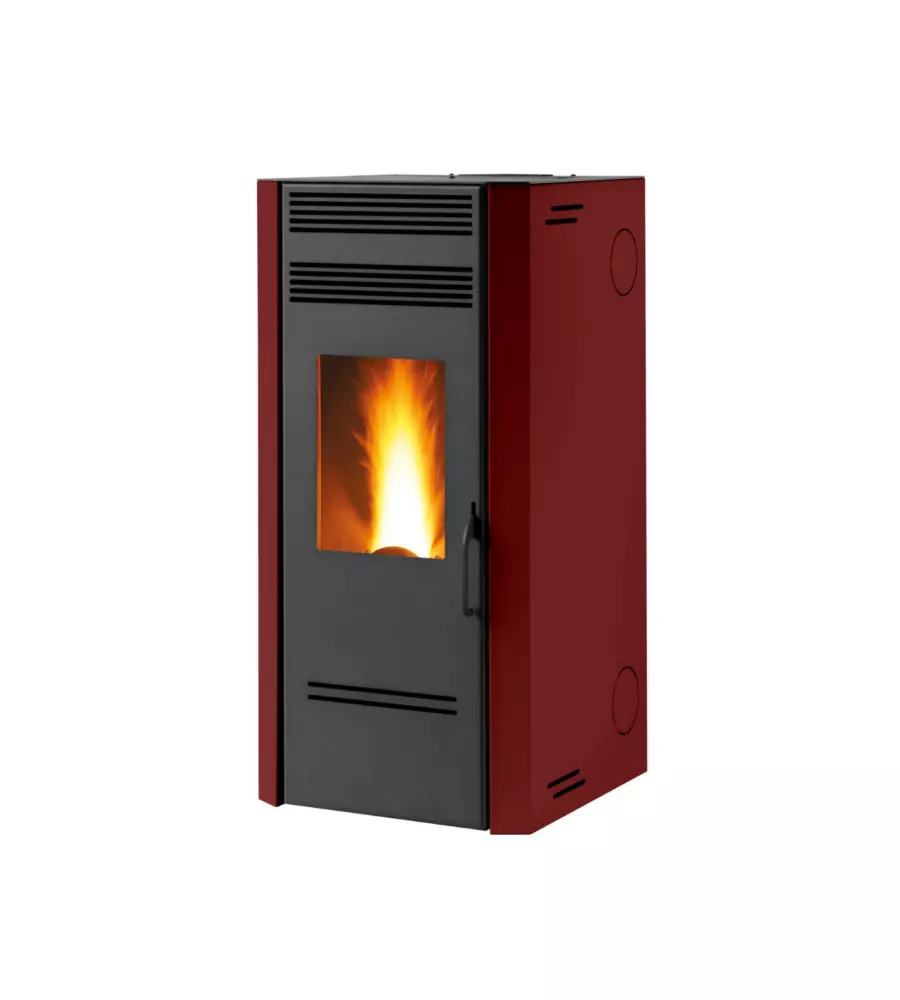 Stufa a pellet canalizzata Caris "Bluma" bordeaux 7,5 kW