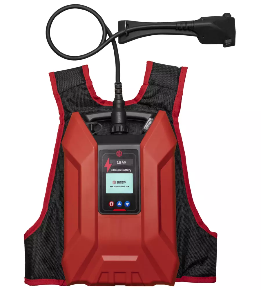 ABBACCHIATORE OLIVE A BATTERIA ZAINATO DC50.4 BLUE BIRD "OLIMPO 23-56" MOVIMENTO ORIZZONTALE  ASTA FISSA 2,4 MT