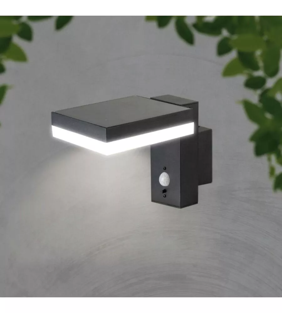 APPLIQUE SOLARE RETTANGOLARE CON SENSORE 3000K IP44, 22,9X13X15,5CM