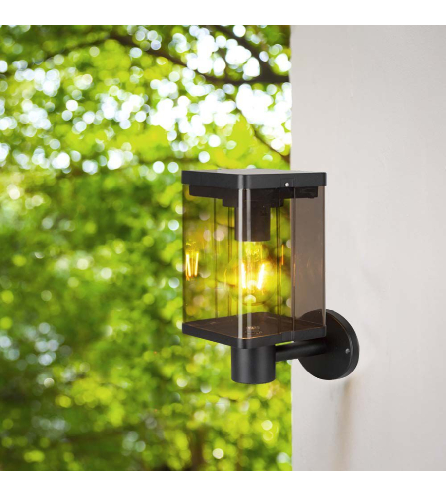 APPLIQUE SOLARE DA ESTERNO NERO 3000K IP44, 12X12X26 CM