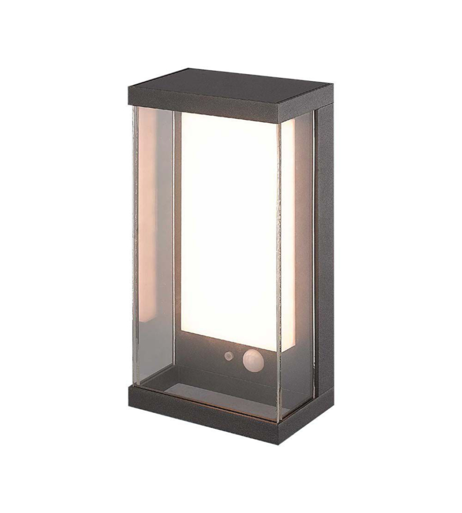 APPLIQUE GRIGIO SCURO A LED CON PANNELLO SOLARE 3000K, 8,3X12,6X25,2 CM