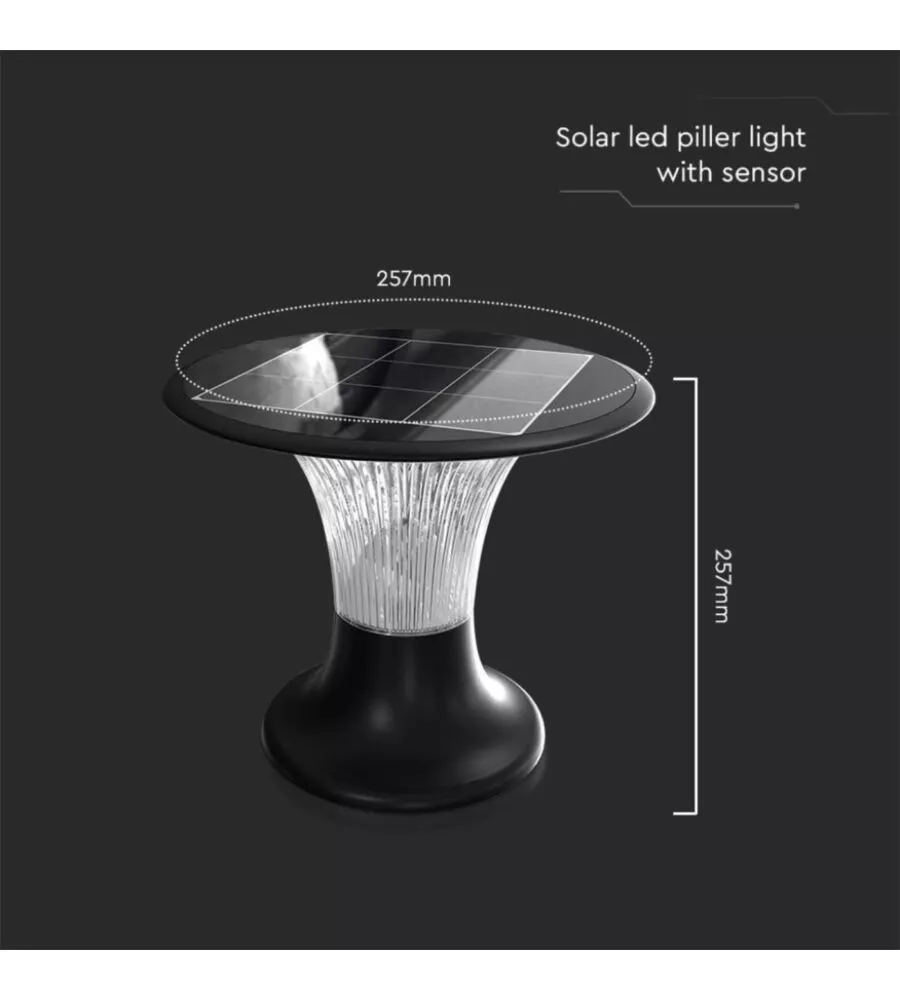 LAMPADA LED SOLARE DA TERRA NERA 15W IP65, 25,7X2,17 CM