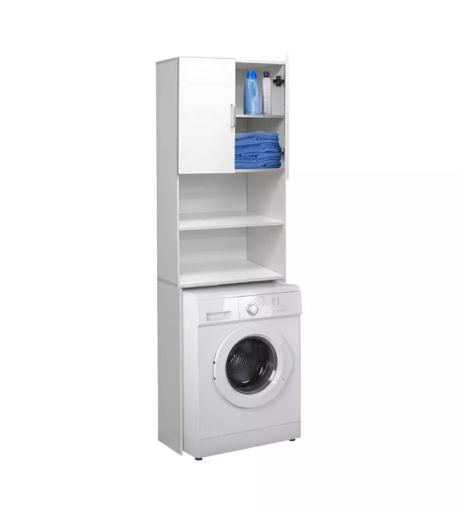 MOBILE  LAVATRICE SALVASPAZIO "WASH" COLORE BIANCO, 64X24X190 CM