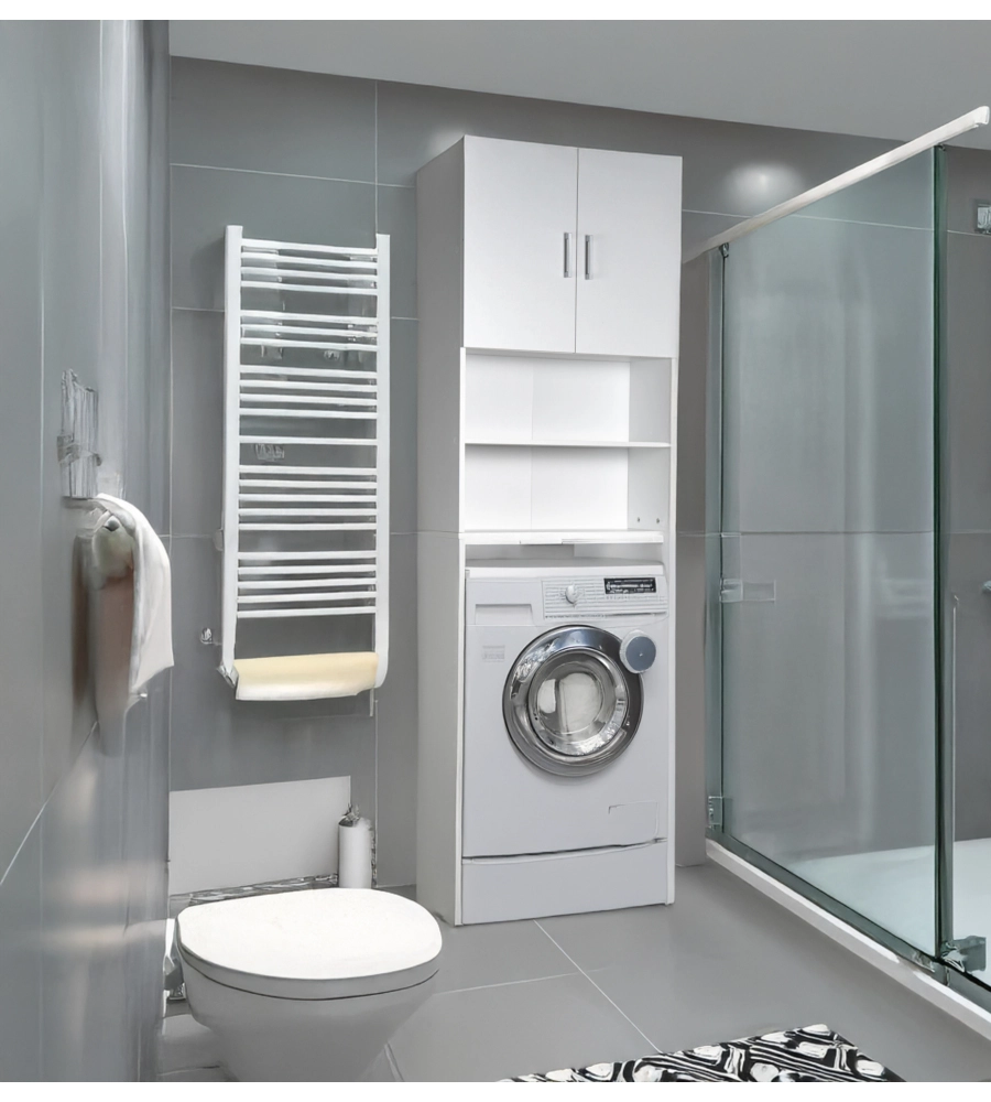 MOBILE  LAVATRICE SALVASPAZIO "WASH" COLORE BIANCO, 64X24X190 CM