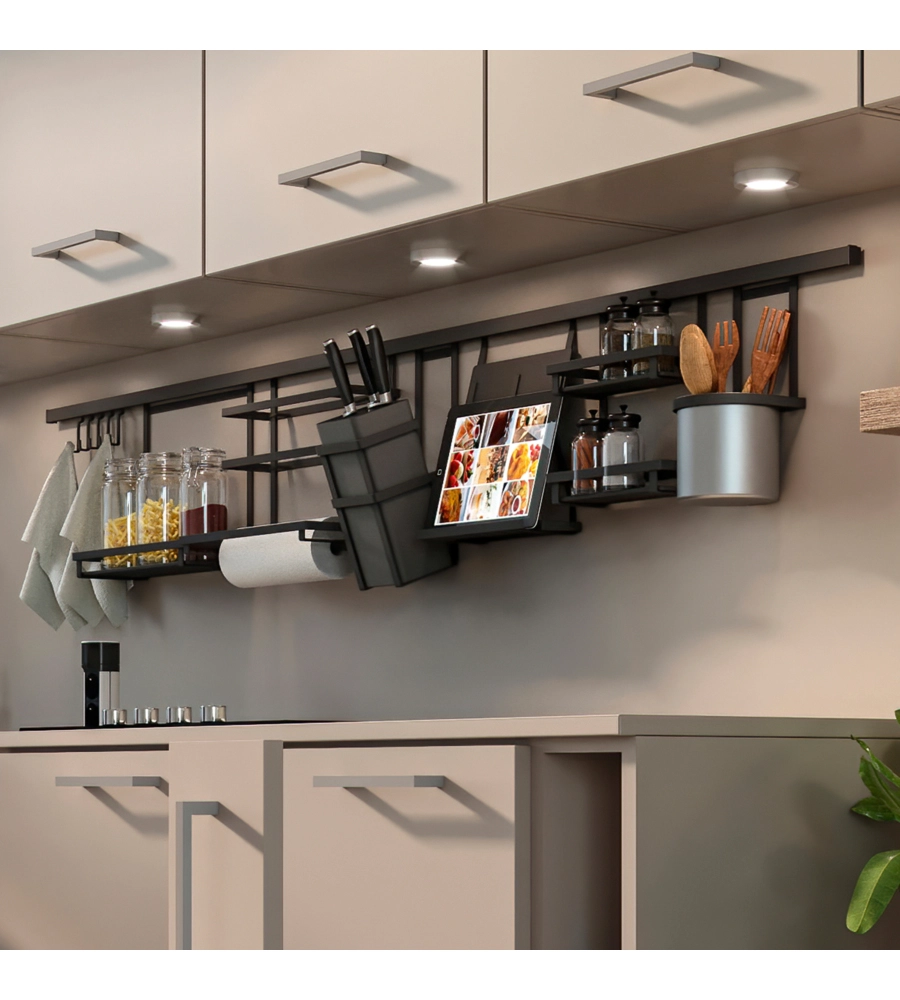 PROFILO PER ACCESSORI DA CUCINA SOSPESI "TITANE" ACCIAIO GRIGIO ANTRACITE, EMUCA