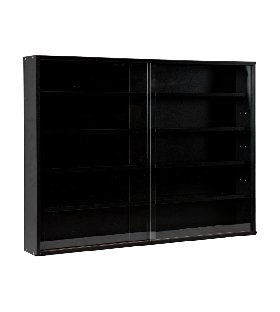 VETRINETTA ESPOSITORE PER COLLEZIONISMO BELLAHOME NERO CON ANTE IN VETRO TEMPERATO 80X11X60 CM