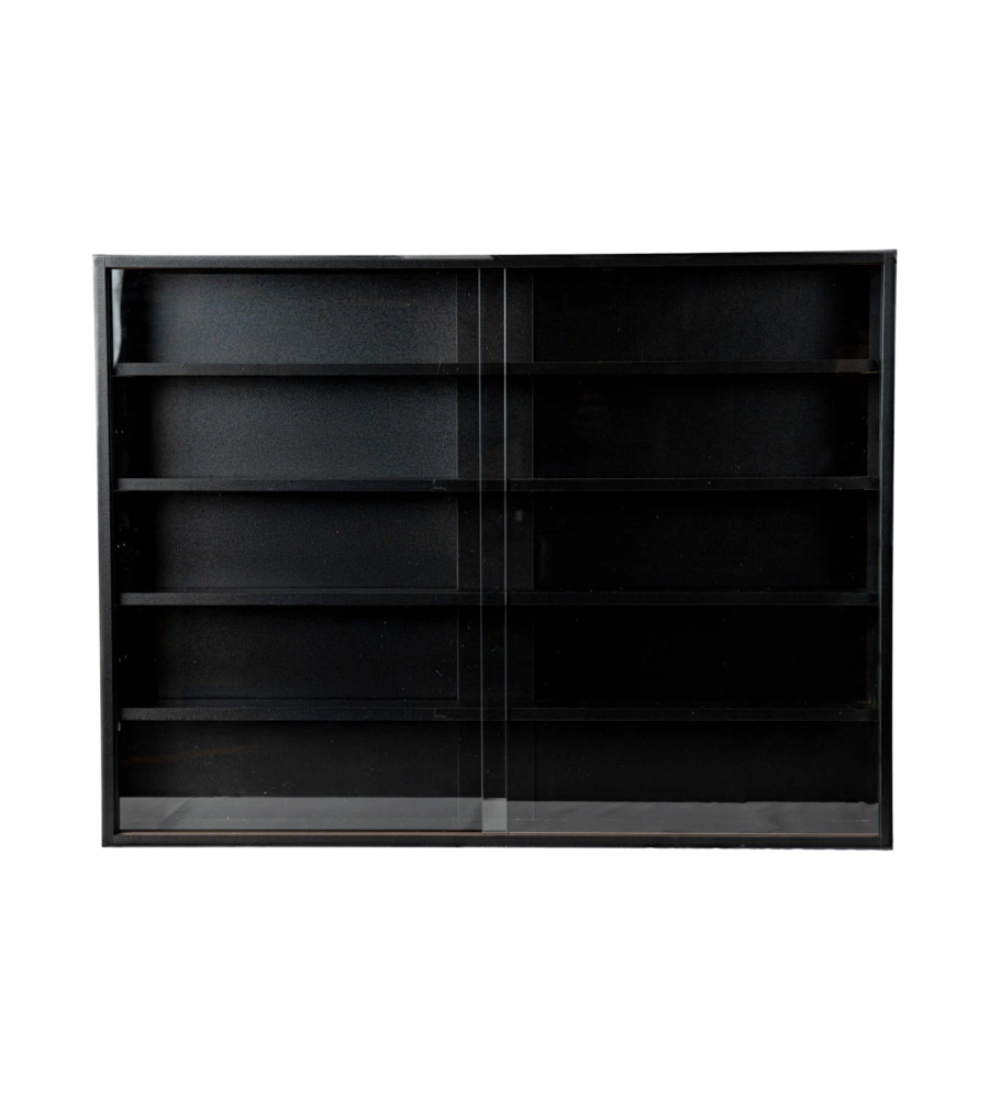 VETRINETTA ESPOSITORE PER COLLEZIONISMO BELLAHOME NERO CON ANTE IN VETRO TEMPERATO 80X11X60 CM