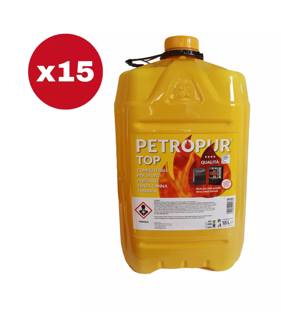 COMBUSTIBILE LIQUIDO PETROPUR TOP 15 TANICHE DA 18LT - TOTALE DI 270 LITRI