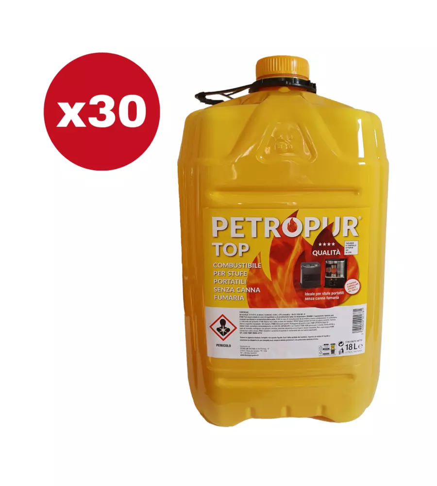 COMBUSTIBILE LIQUIDO PETROPUR TOP 30 TANICHE DA 18LT - TOTALE DI 540 LITRI