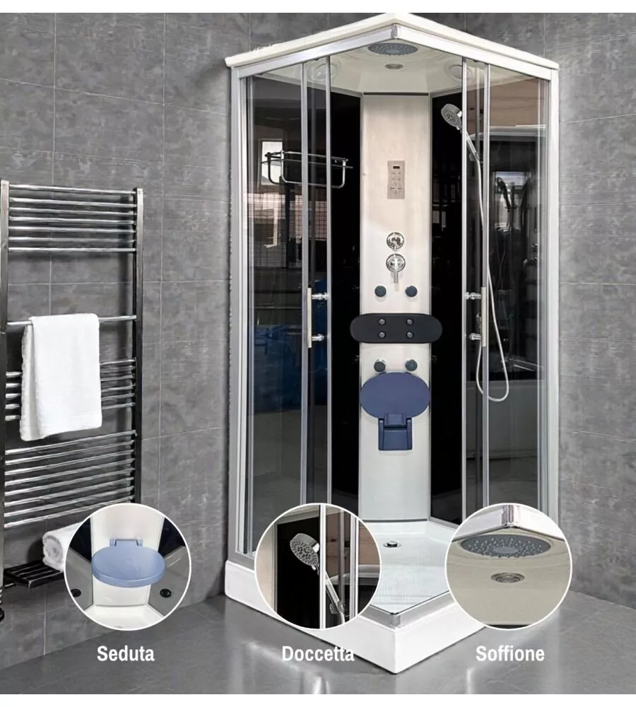 DOCCIA IDROMASSAGGIO DECOR BAGNO "VENERE" CON SEDILE 90X90X215 CM
