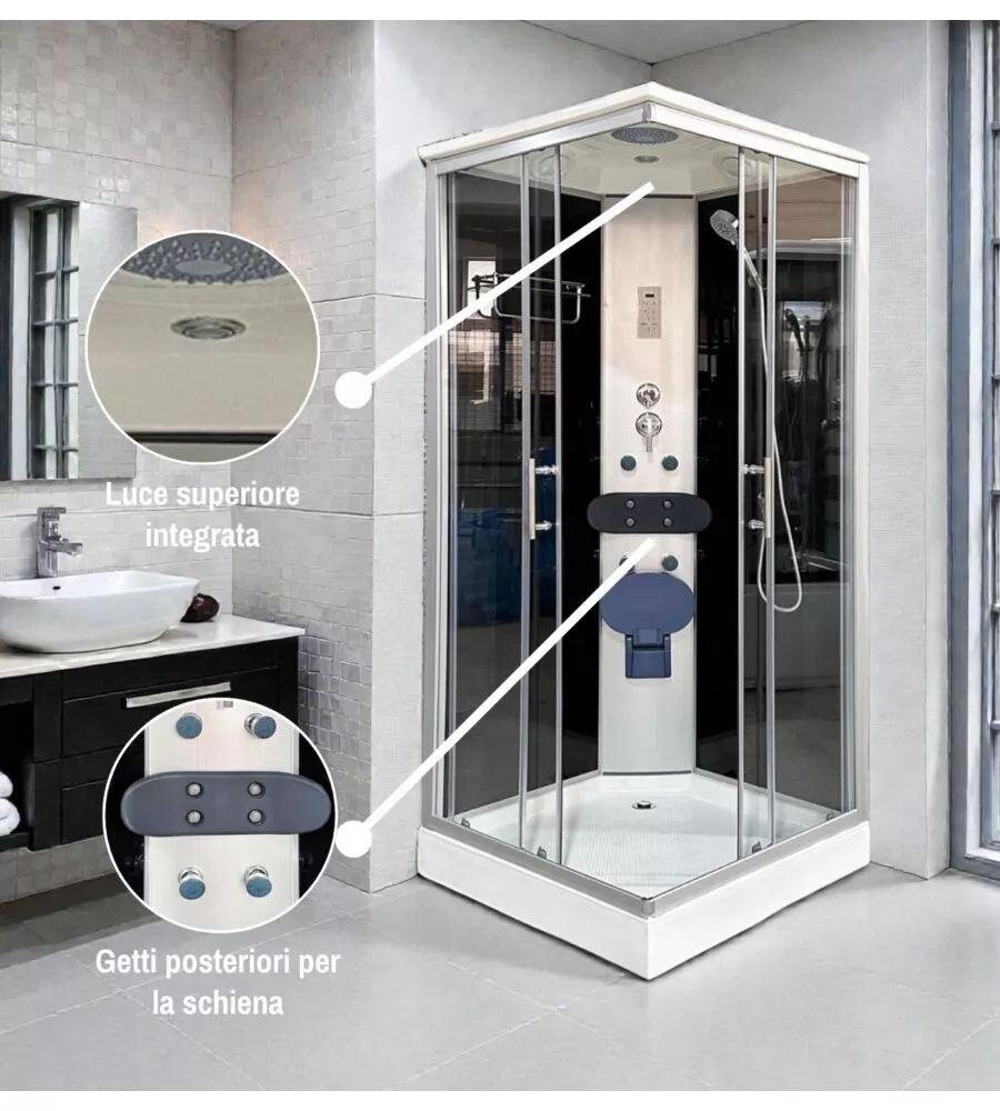 DOCCIA IDROMASSAGGIO DECOR BAGNO "VENERE" CON SEDILE 90X90X215 CM