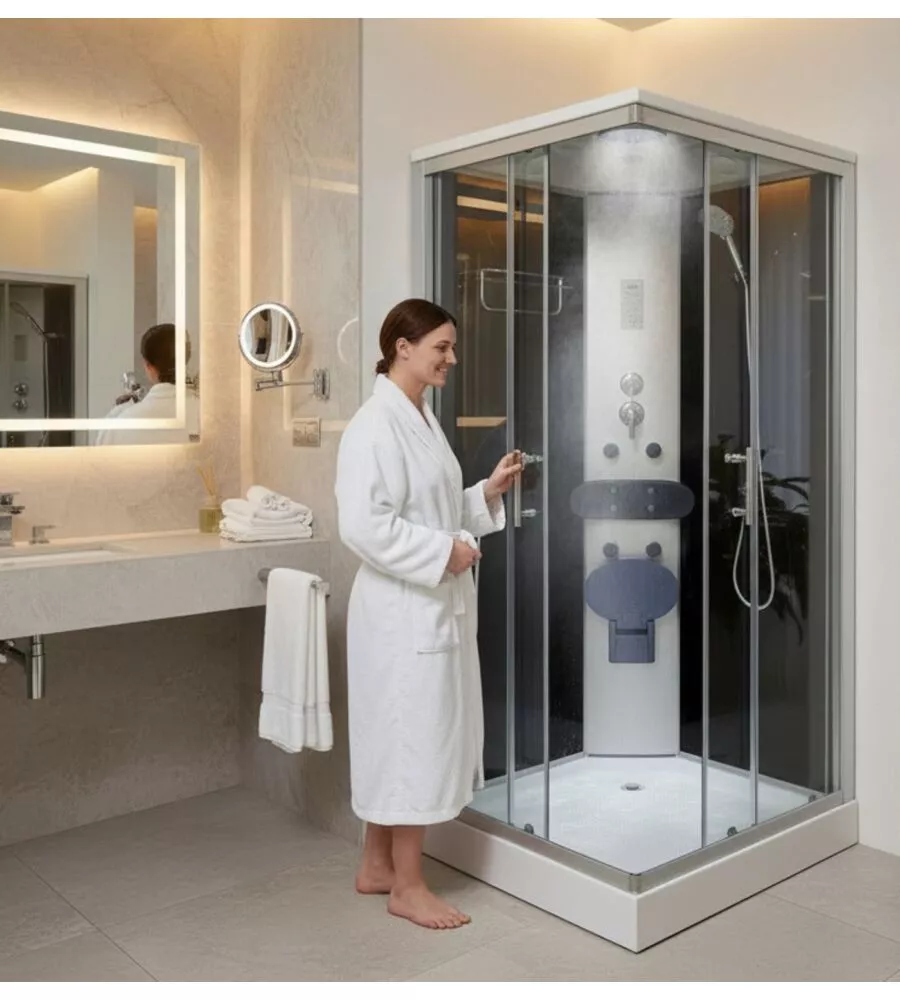 DOCCIA IDROMASSAGGIO DECOR BAGNO "VENERE" CON SEDILE 90X90X215 CM