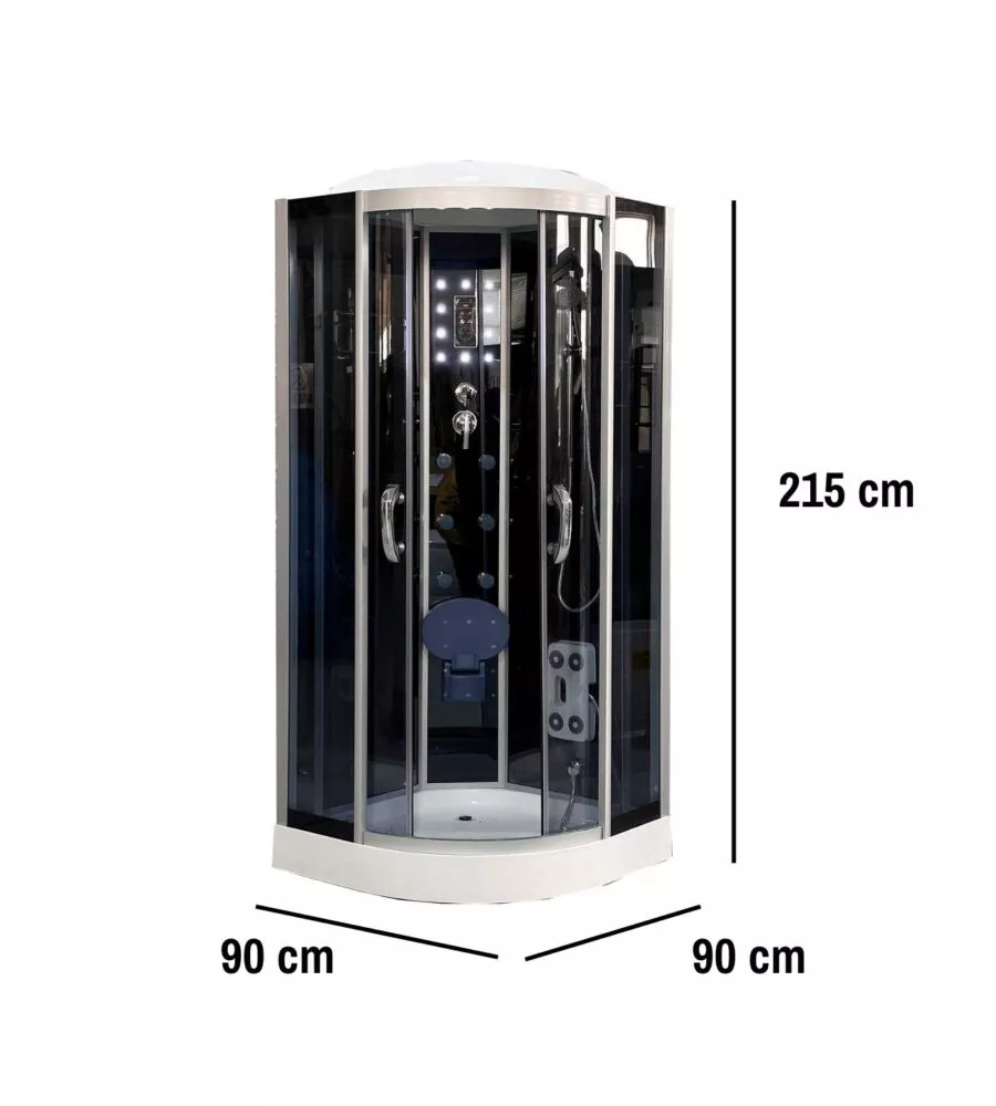 DOCCIA IDROMASSAGGIO DECOR BAGNO "VESTA" CON SEDILE 90x90X215 CM