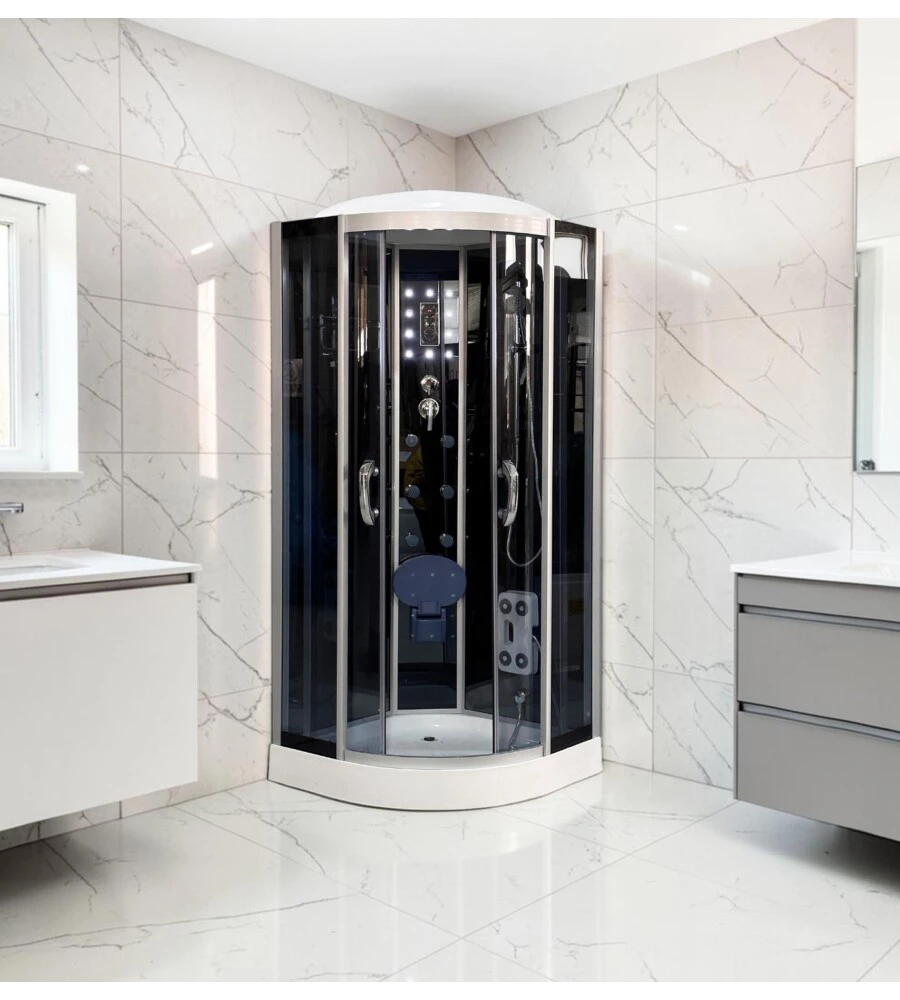 DOCCIA IDROMASSAGGIO DECOR BAGNO "VESTA" CON SEDILE 90x90X215 CM