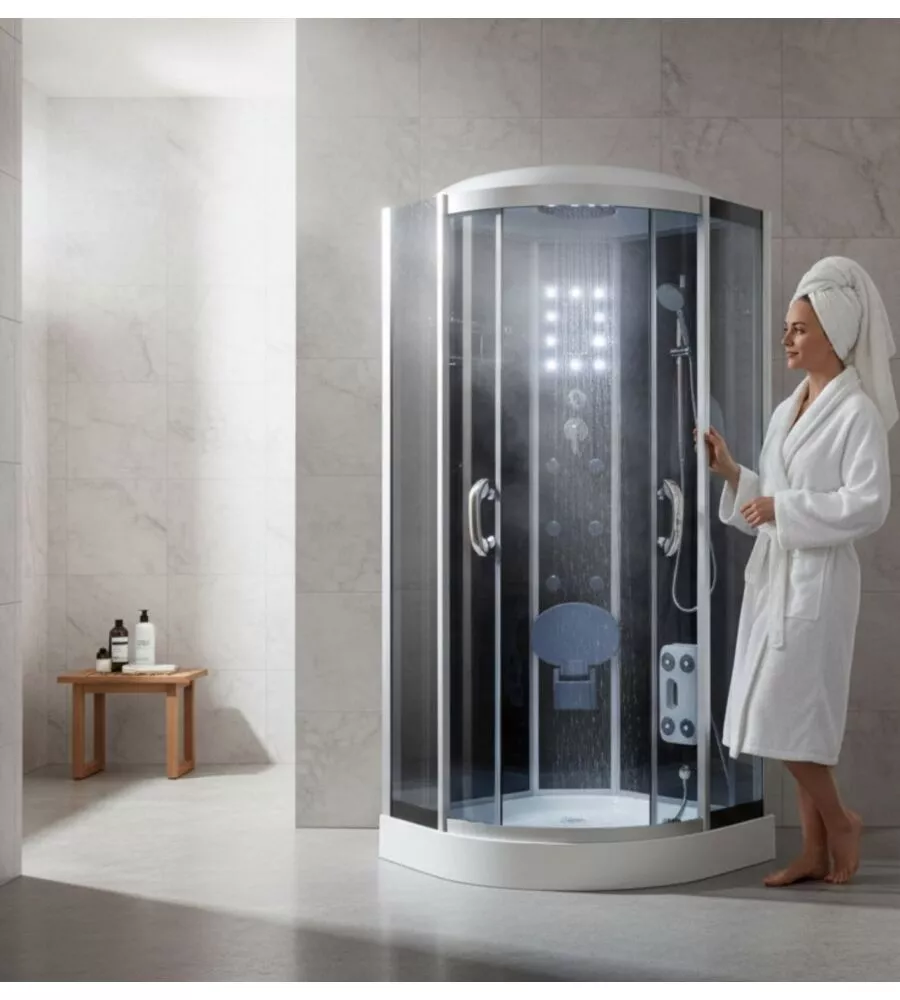 DOCCIA IDROMASSAGGIO DECOR BAGNO "VESTA" CON SEDILE 90x90X215 CM