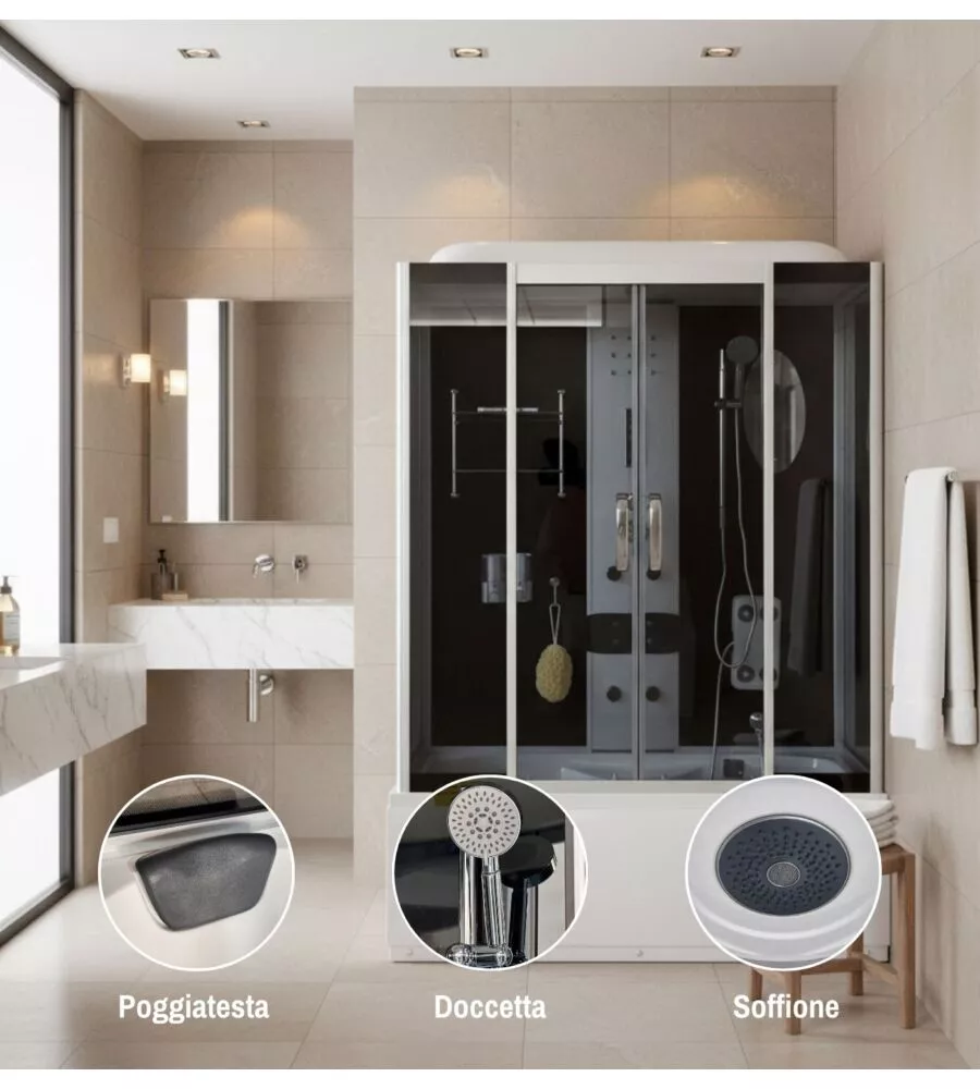 DOCCIA IDROMASSAGGIO DECOR BAGNO "DEMETRA" CON SEDILE 150X85X210 CM
