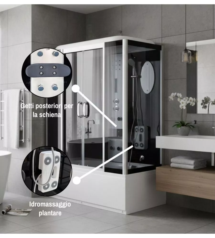 DOCCIA IDROMASSAGGIO DECOR BAGNO "DEMETRA" CON SEDILE 150X85X210 CM