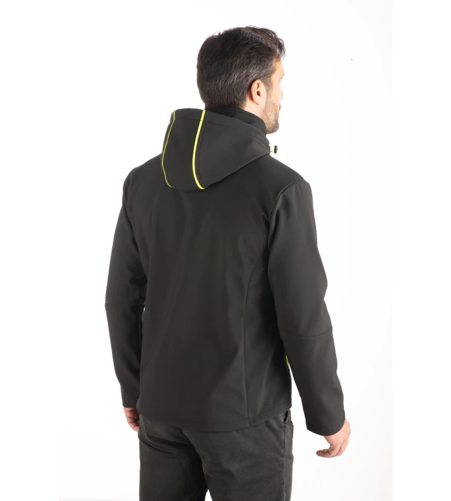 GIACCA DA LAVORO SOFT SHELL WRK "WRK502" COLORE NERO CON CAPPUCCIO, TG XL