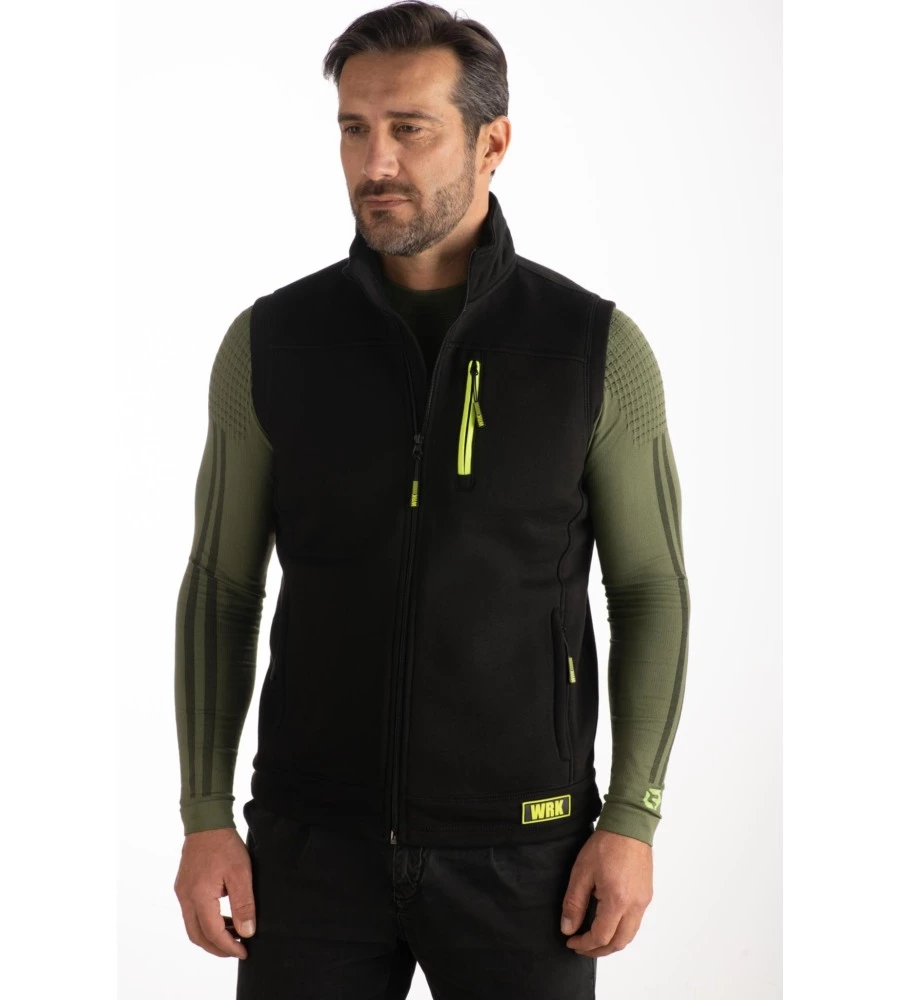 GILET DA LAVORO IN PILE WRK "WRK503" COLORE NERO SENZA CAPPUCCIO, TG XL