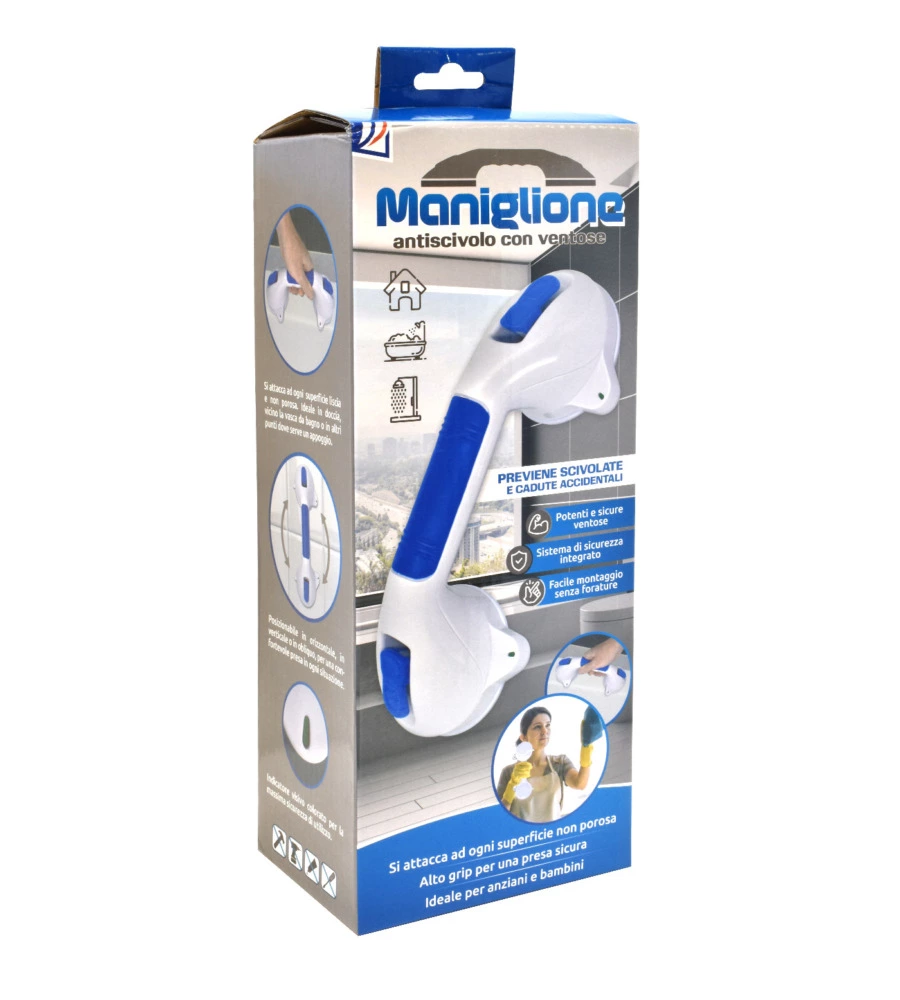 MANIGLIONE ANTISCIVOLO CON VENTOSE, 29 CM