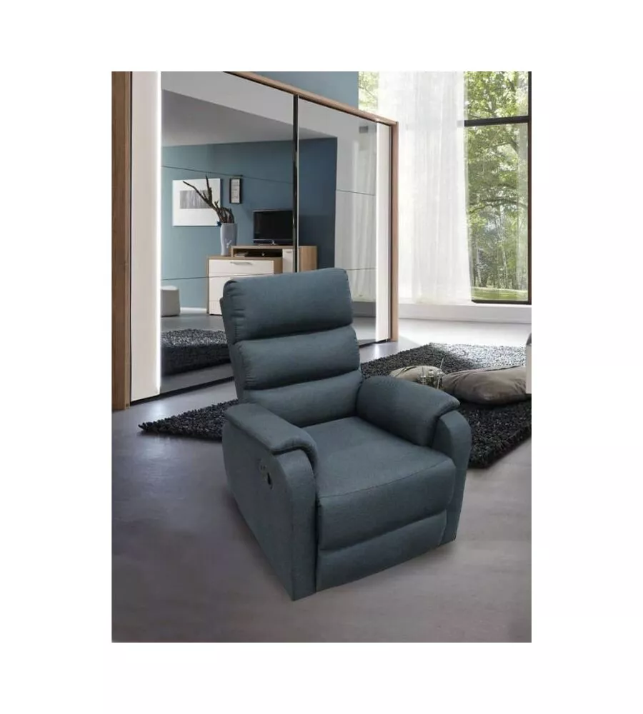 POLTRONA BELLAHOME "CHIARA" CON RECLINER IN TESSUTO COLORE ANTRACITE, 71X95X98 CM