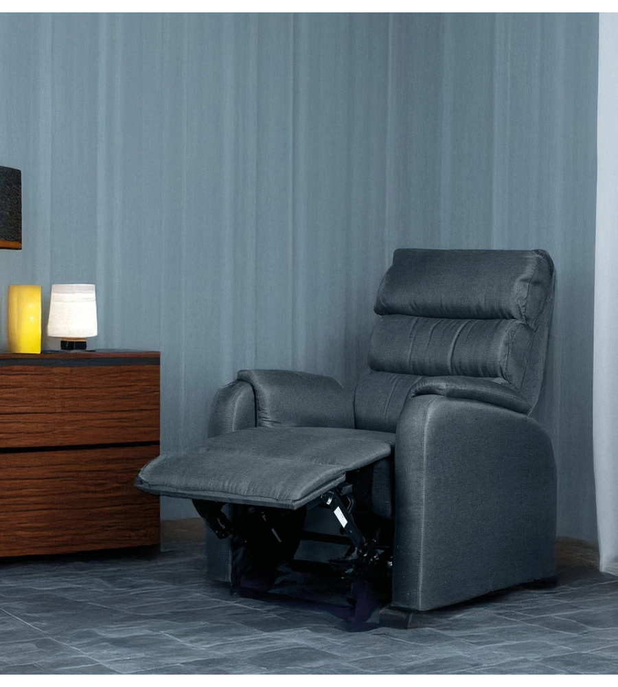 POLTRONA BELLAHOME "CHIARA" CON RECLINER IN TESSUTO COLORE ANTRACITE, 71X95X98 CM