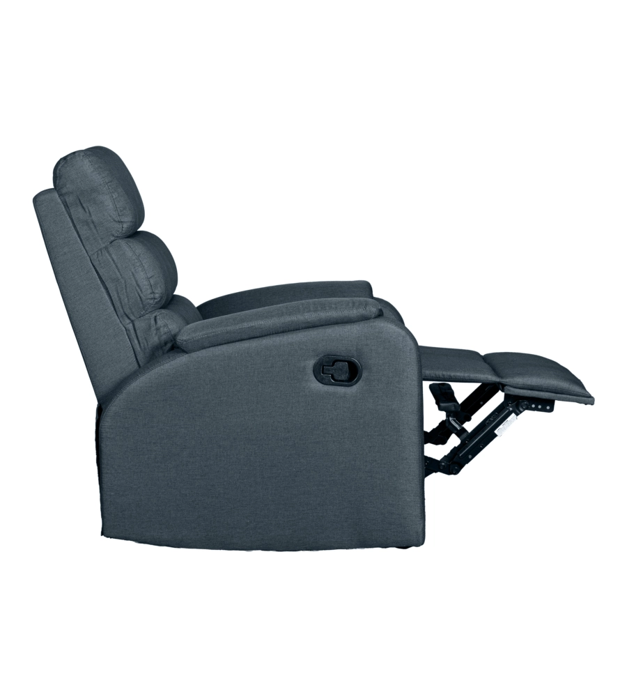 POLTRONA BELLAHOME "CHIARA" CON RECLINER IN TESSUTO COLORE ANTRACITE, 71X95X98 CM
