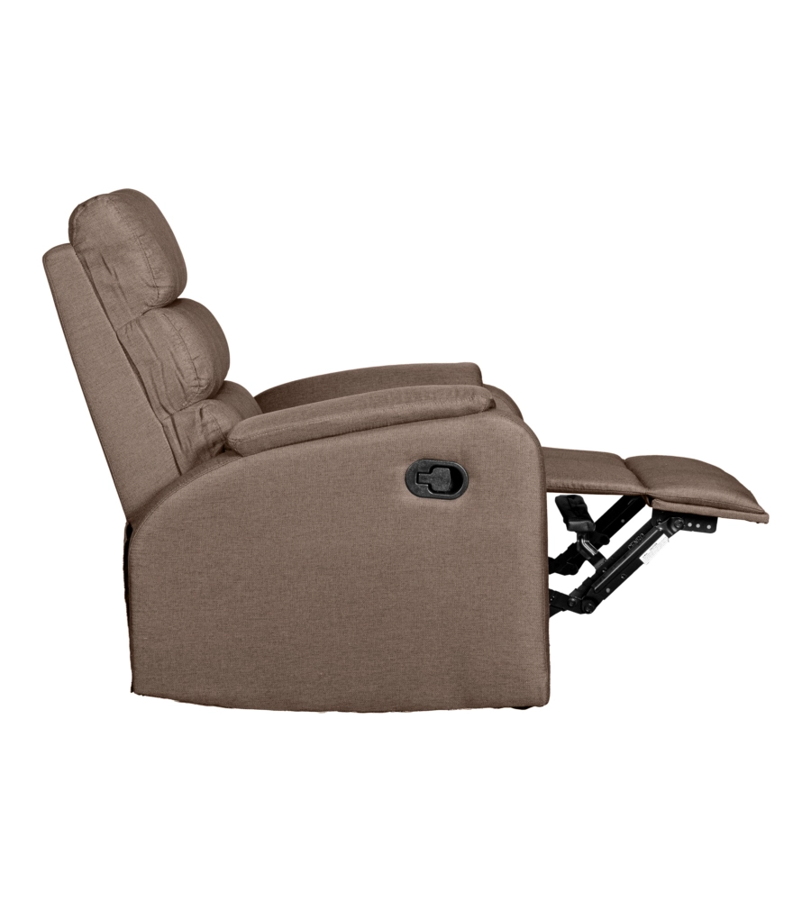 POLTRONA BELLAHOME "CHIARA" CON RECLINER IN TESSUTO COLORE TORTORA, 71X95X98 CM