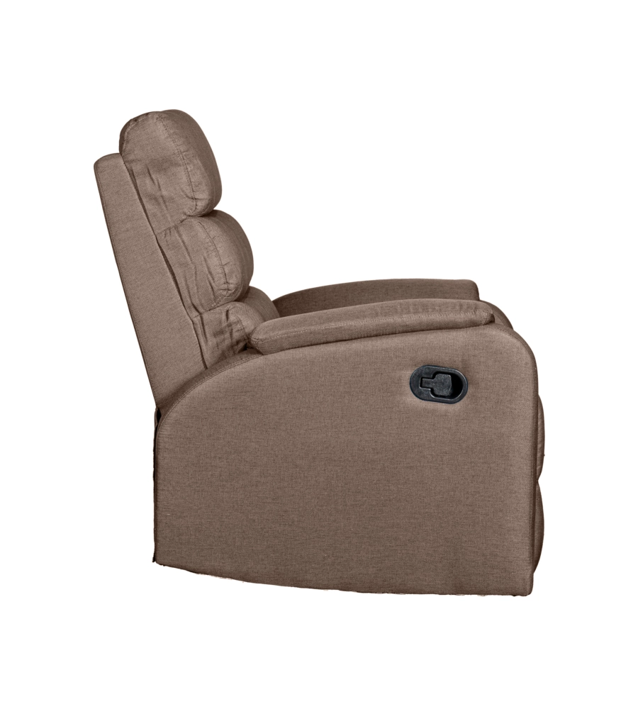 POLTRONA BELLAHOME "CHIARA" CON RECLINER IN TESSUTO COLORE TORTORA, 71X95X98 CM