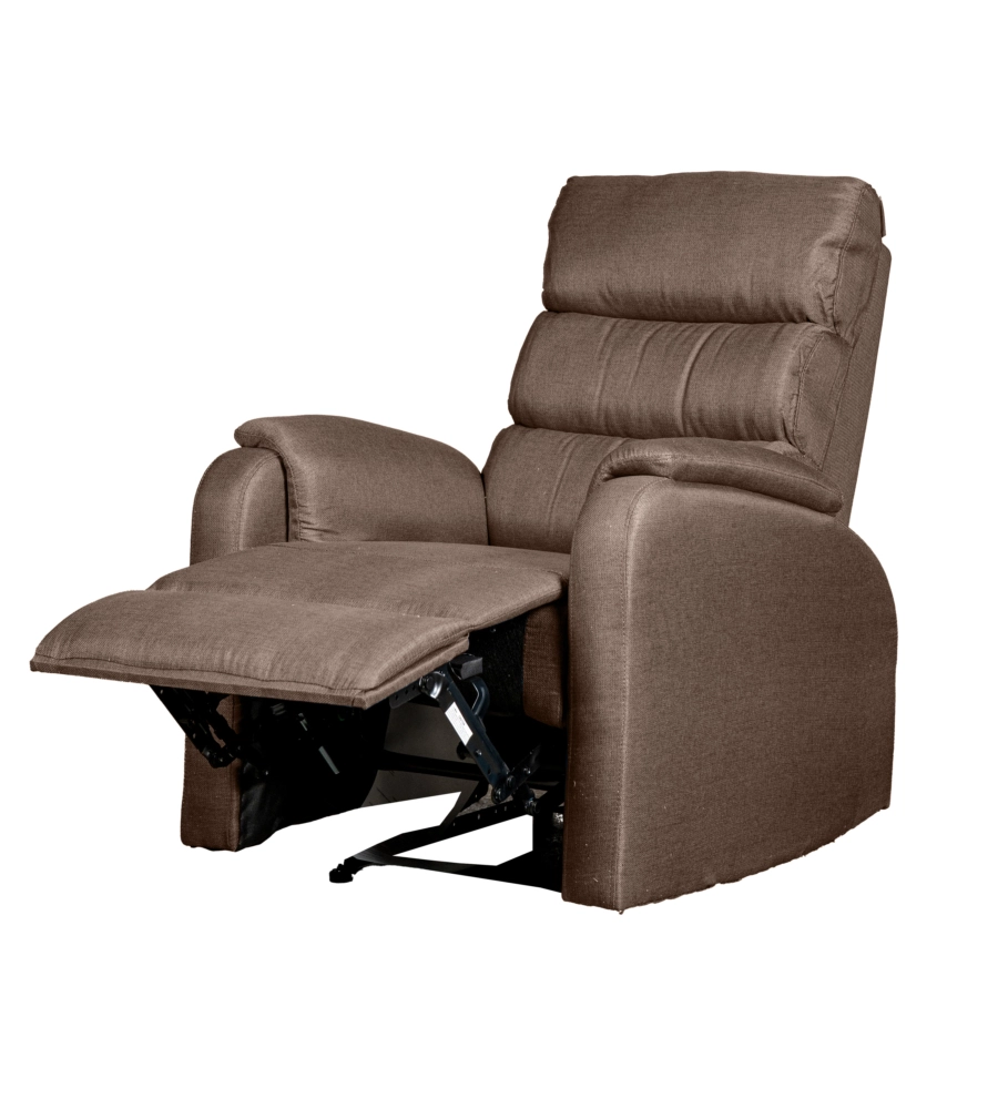 POLTRONA BELLAHOME "CHIARA" CON RECLINER IN TESSUTO COLORE TORTORA, 71X95X98 CM
