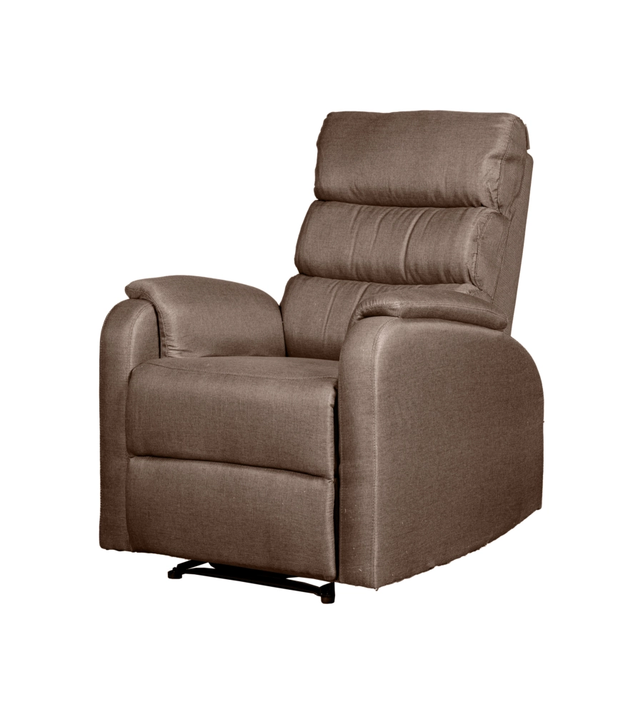 POLTRONA BELLAHOME "CHIARA" CON RECLINER IN TESSUTO COLORE TORTORA, 71X95X98 CM