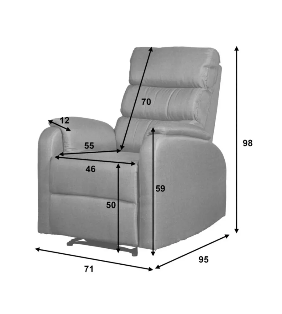 POLTRONA BELLAHOME "CHIARA" CON RECLINER IN TESSUTO TORTORA 71X95X98 CM